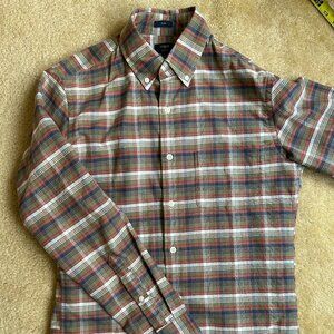 J.Crew Slim Fit Brown and Red Plaid Button down Shirt size Small
